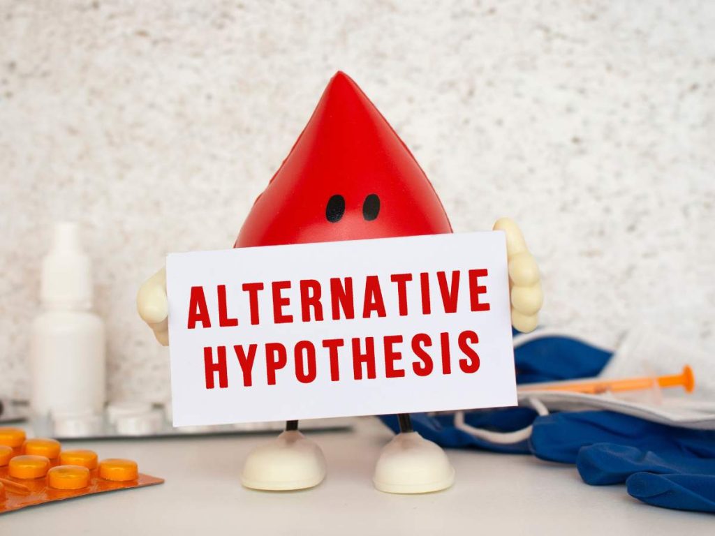 Muestra visual de una hipótesis alternativa en un entorno de investigación con elementos relacionados.