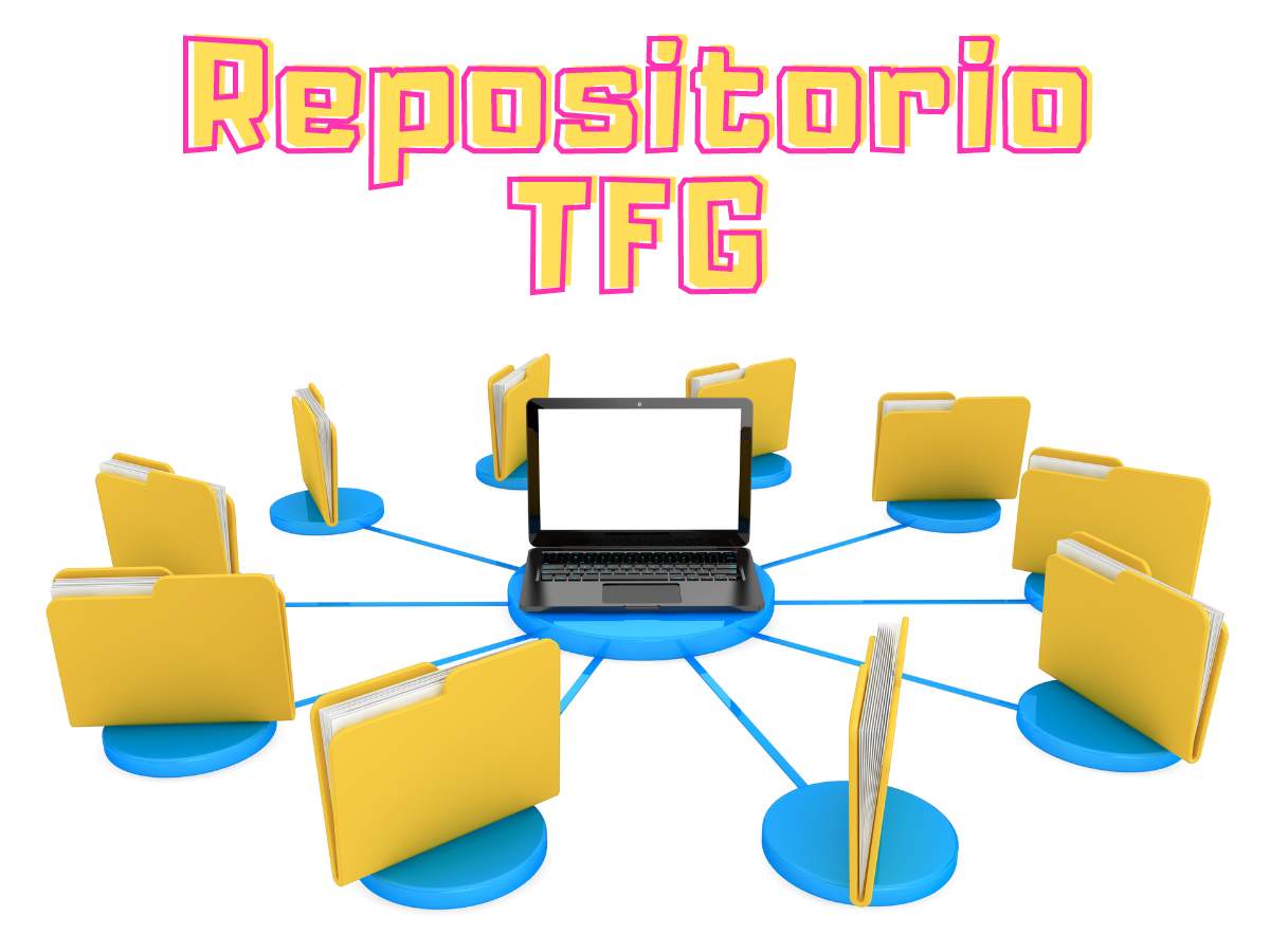 Esquema digital que muestra carpetas conectadas a una computadora representando un repositorio TFG.