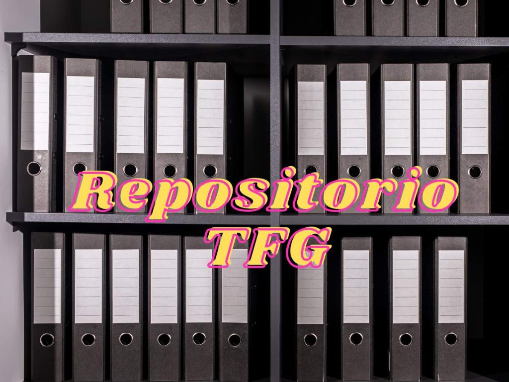 Estantería con carpetas archivadoras simbolizando la organización de TFG en un repositorio académico.