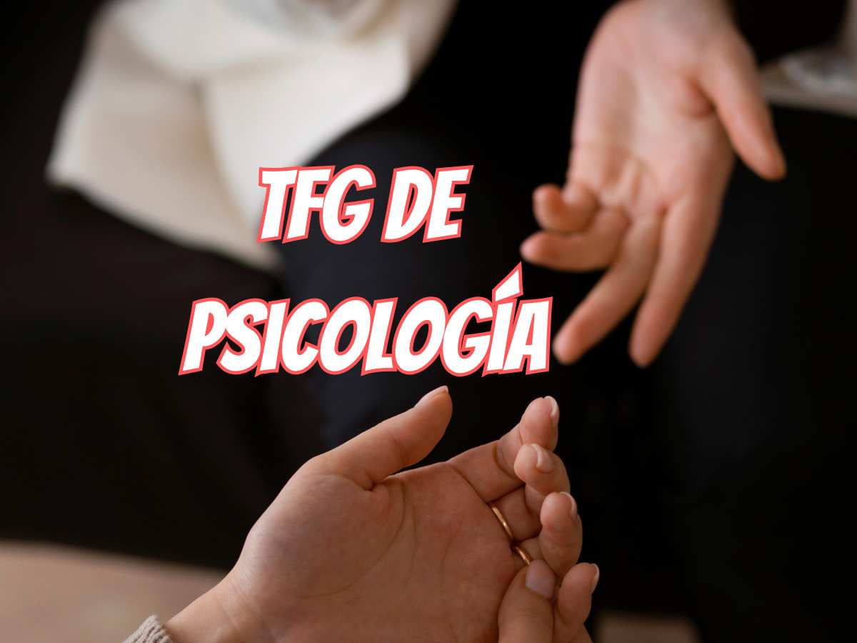 Cartel con el texto TFG de Psicología representando la elaboración de un trabajo final universitario